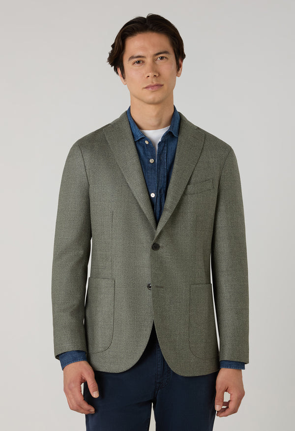 K-Jacket in lana con micro-struttura verde