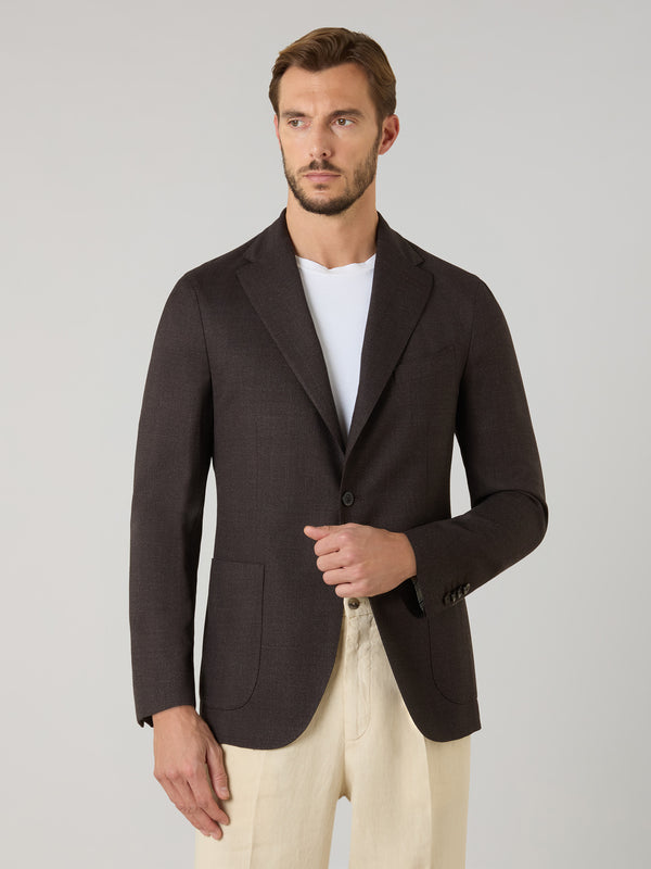K-Jacket in lana leggera a nido d'ape marrone